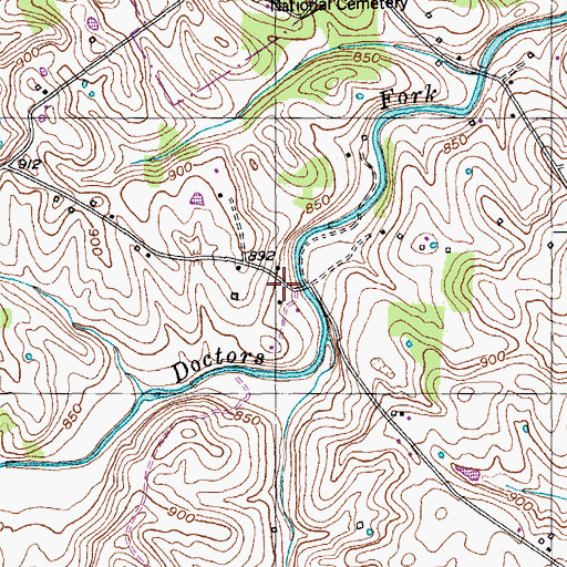 Topographic Map of Bottom House Historical Marker, KY