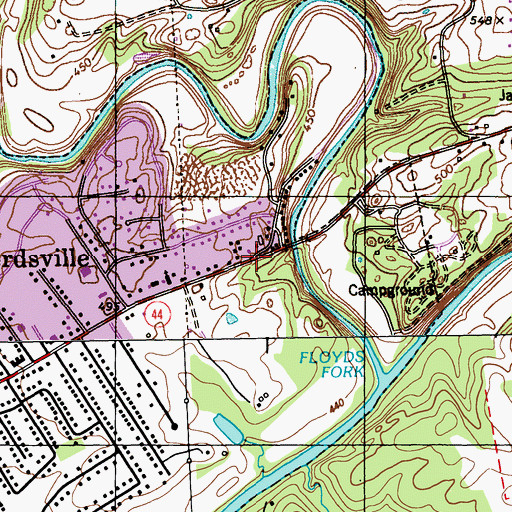 Topographic Map of Brashears Station Historical Marker, KY