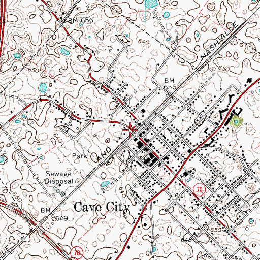 Topographic Map of Cave City Raid Historical Marker, KY