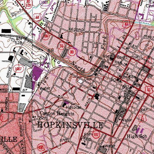 Topographic Map of Charles Slaughter Morehead Historical Marker, KY