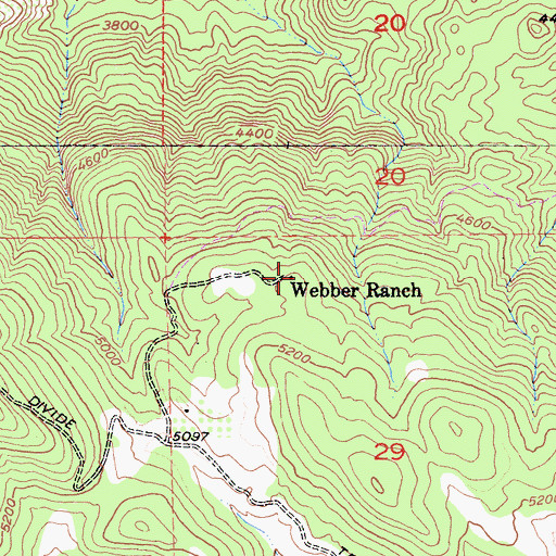 Topographic Map of Webber Ranch, CA