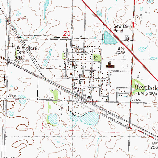 Topographic Map of Berthold City Hall, ND