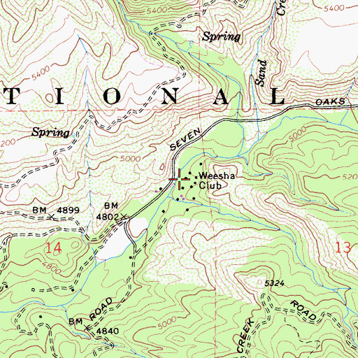 Topographic Map of Weesha Club, CA
