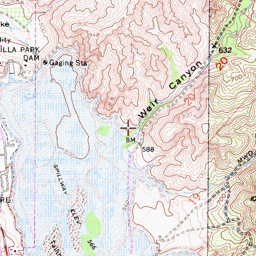 Topographic Map of Weir Canyon, CA