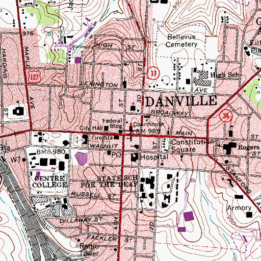 Topographic Map of First Hemp Crop Historical Marker, KY