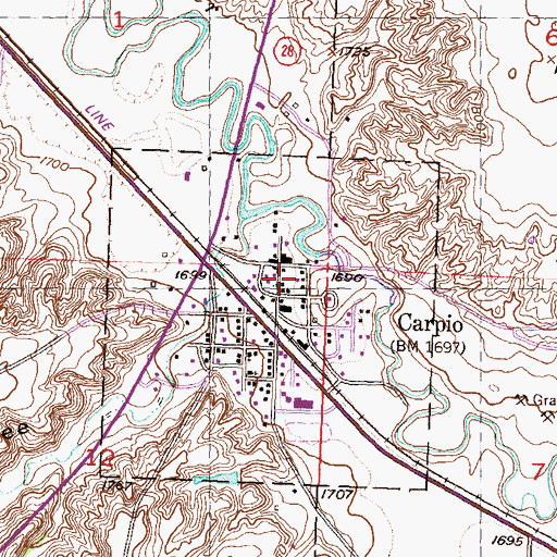 Topographic Map of Carpio City Hall, ND