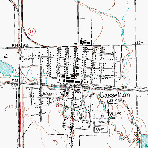 Topographic Map of Casselton City Hall, ND