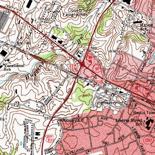 Topographic Map of Fort Williams Historical Marker (historical), KY