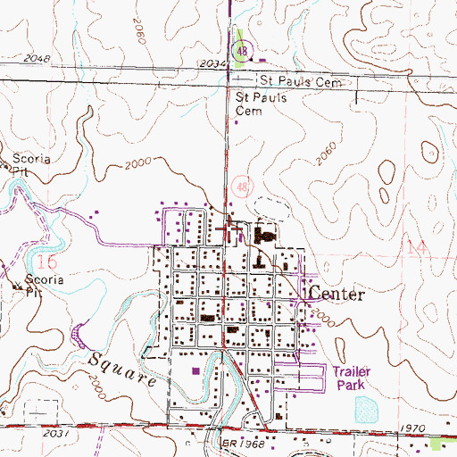 Topographic Map of Center City Hall, ND