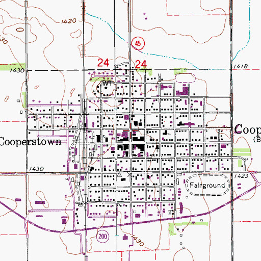 Topographic Map of Cooperstown City Hall, ND