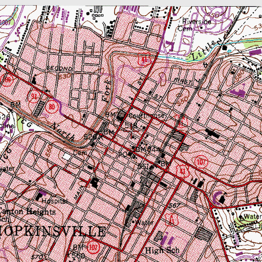 Topographic Map of Hotel Latham Historical Marker, KY