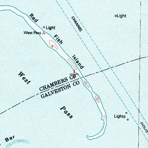 Topographic Map of Red Fish Island Shoal, TX