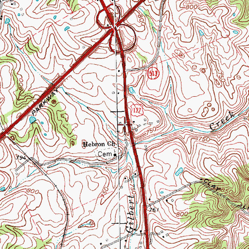 Topographic Map of McCalls Spring Historical Marker, KY