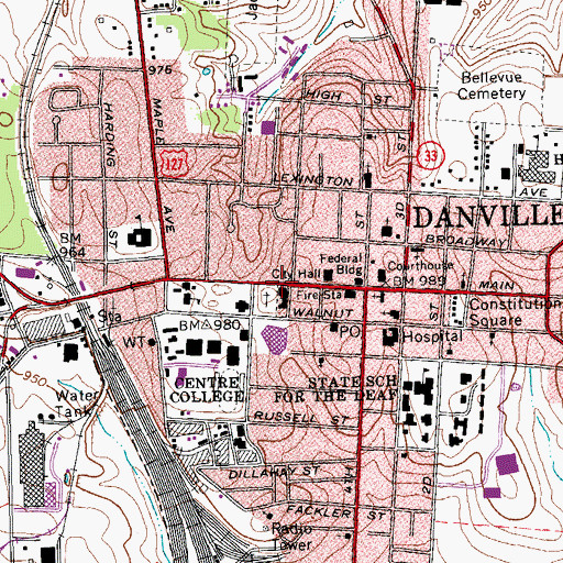 Topographic Map of Presbyterian Church Historical Marker, KY