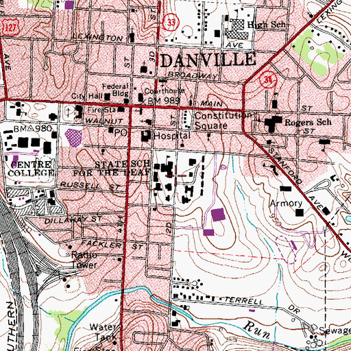 Topographic Map of School for the Deaf Historical Marker, KY