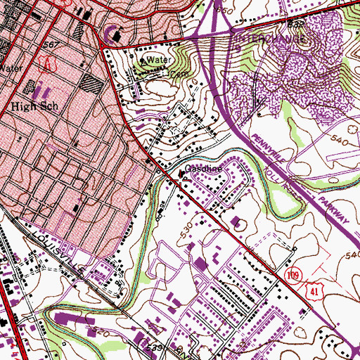 Topographic Map of Trail of Tears Historical Marker, KY