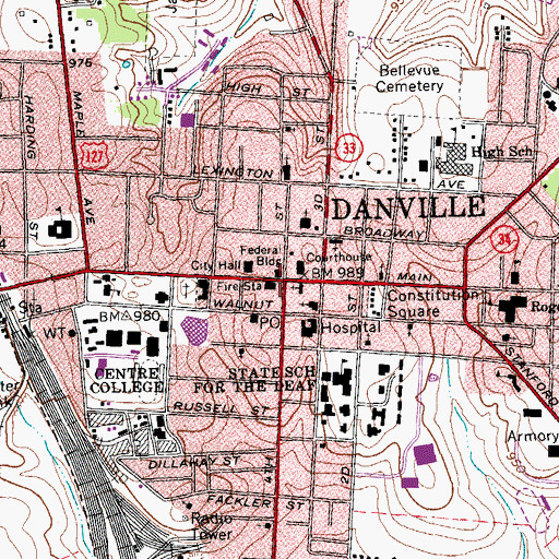 Topographic Map of Trinity Episcopal Church Historical Marker, KY