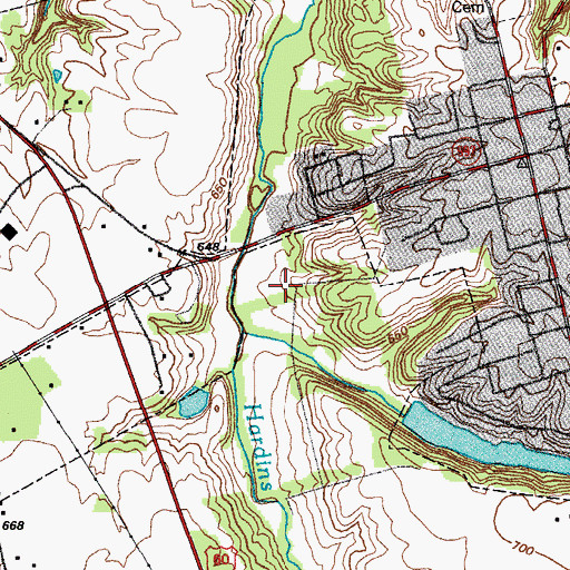 Topographic Map of William Indian Bill Hardin Historical Marker, KY