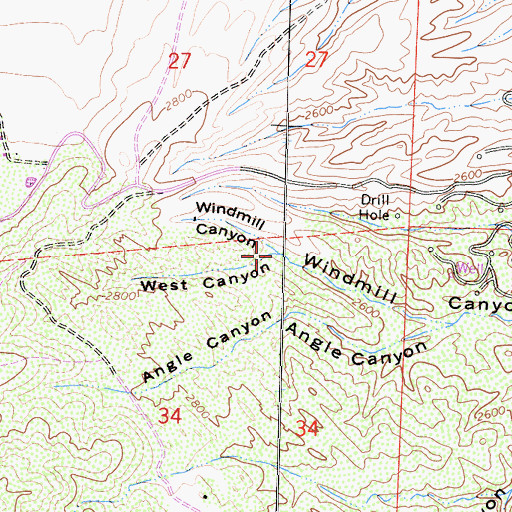 Topographic Map of West Canyon, CA