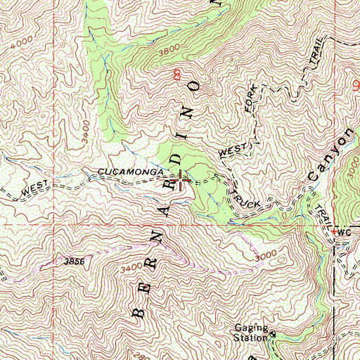 Topographic Map of West Cucamonga Truck Trail, CA