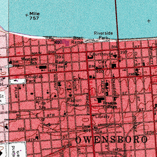 Topographic Map of Old Trinity Church Historical Marker, KY