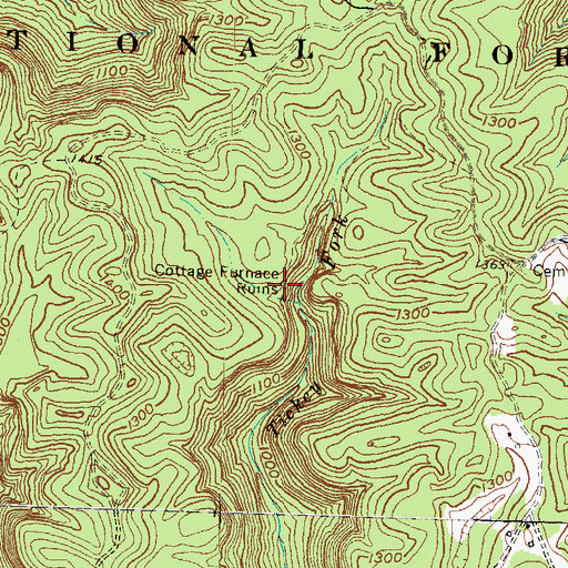 Topographic Map of Cottage Furnace Historical Marker, KY