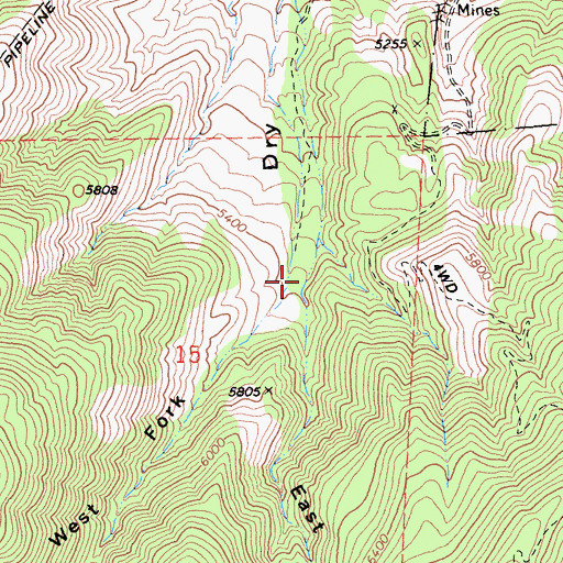 Topographic Map of West Fork Dry Canyon, CA
