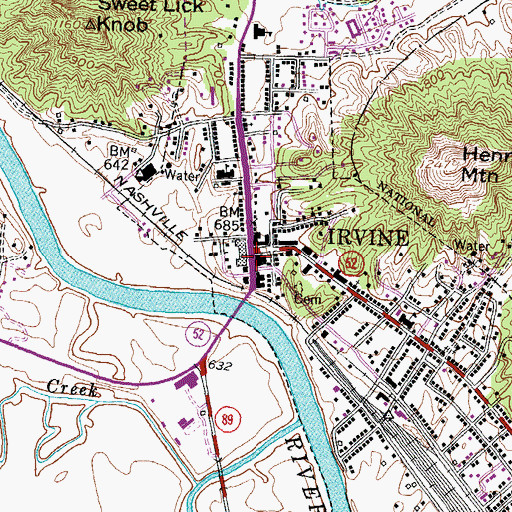 Topographic Map of Irvine Historical Marker, KY