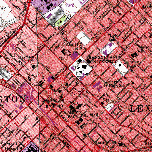 Topographic Map of Transylvania University Historical Marker, KY