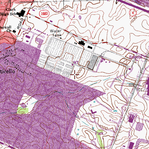 Topographic Map of Daniel Boone Bryan Historical Marker, KY