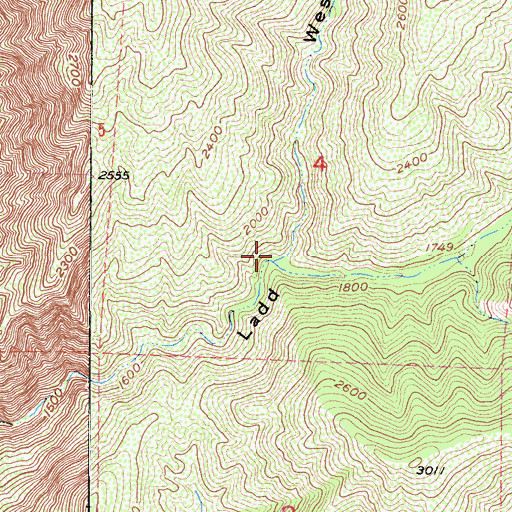 Topographic Map of West Fork Ladd Canyon, CA
