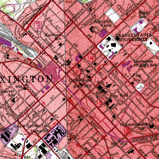 Topographic Map of Lexington Courthouse Historical Marker, KY