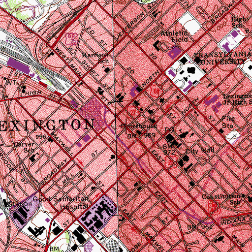 Topographic Map of First Lexington Blockhouse And Fort Historical Marker, KY