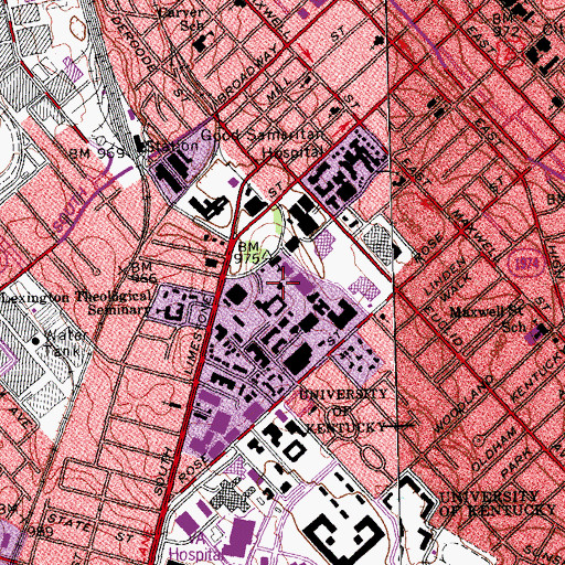Topographic Map of Miller Hall Historical Marker, KY