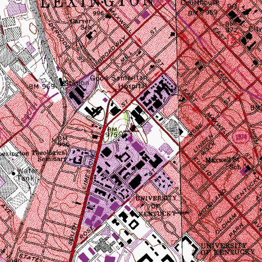 Topographic Map of Barker Hall And Buell Armory Historical Marker, KY