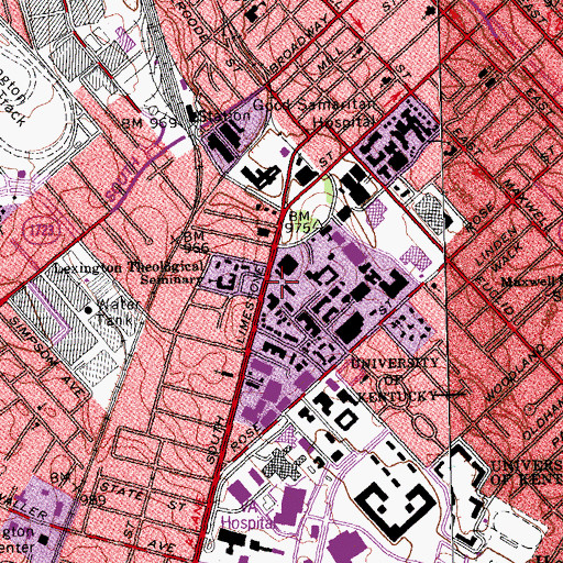 Topographic Map of Memorial Hall Historical Marker, KY