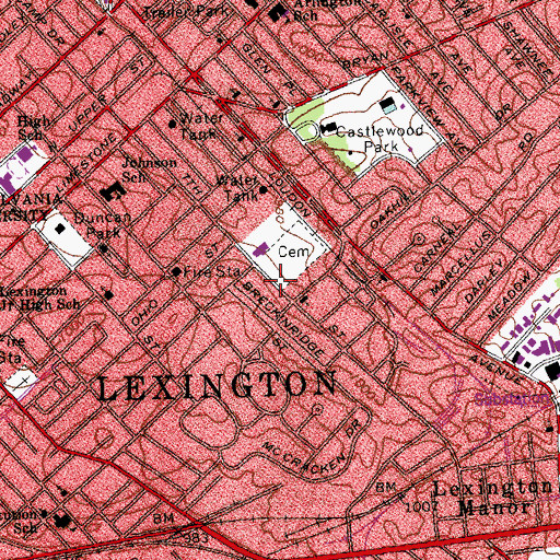 Topographic Map of African Cemetery Number Two Historic Marker, KY