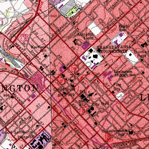 Topographic Map of Lexington Public Library Historical Marker, KY