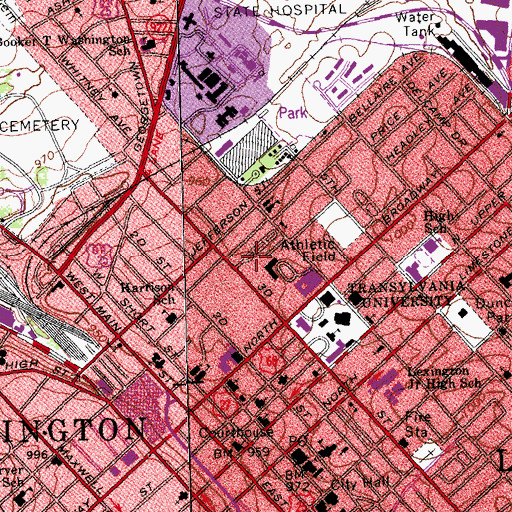 Topographic Map of Hampton Court Historical Marker, KY