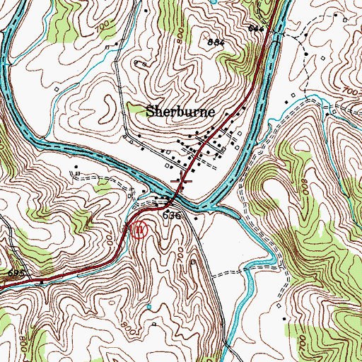 Topographic Map of Sherburne Bridge Historical Marker, KY