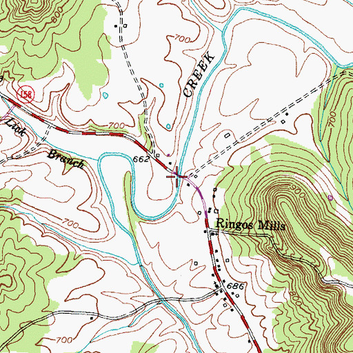 Topographic Map of Ringos Mill Covered Bridge Historical Marker, KY
