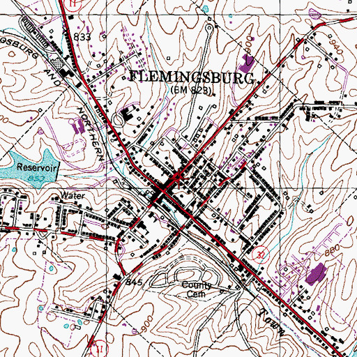 Topographic Map of John F Day Historical Marker, KY