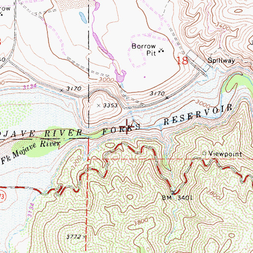 Topographic Map of West Fork Mojave River, CA