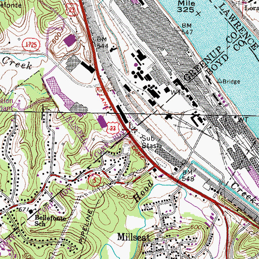 Topographic Map of Bellefonte Furnace Historical Marker, KY