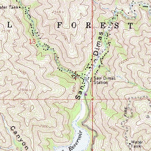 Topographic Map of West Fork San Dimas Canyon, CA