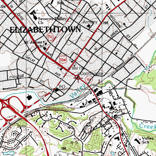 Topographic Map of General Custer Historical Marker, KY