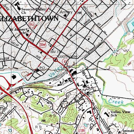 Topographic Map of Lincoln-Haycraft Memorial Bridge Historical Marker, KY