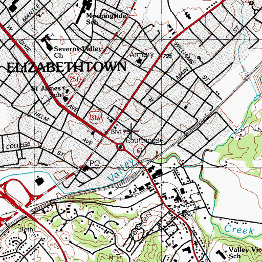 Topographic Map of Brown-Pusey House Historical Marker, KY
