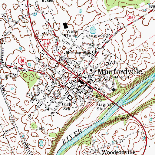 Topographic Map of Munfordville Presbyterian Church Historical Marker, KY