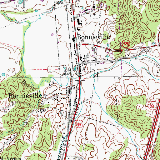 Topographic Map of Bacon Creek Bridge Historical Marker, KY
